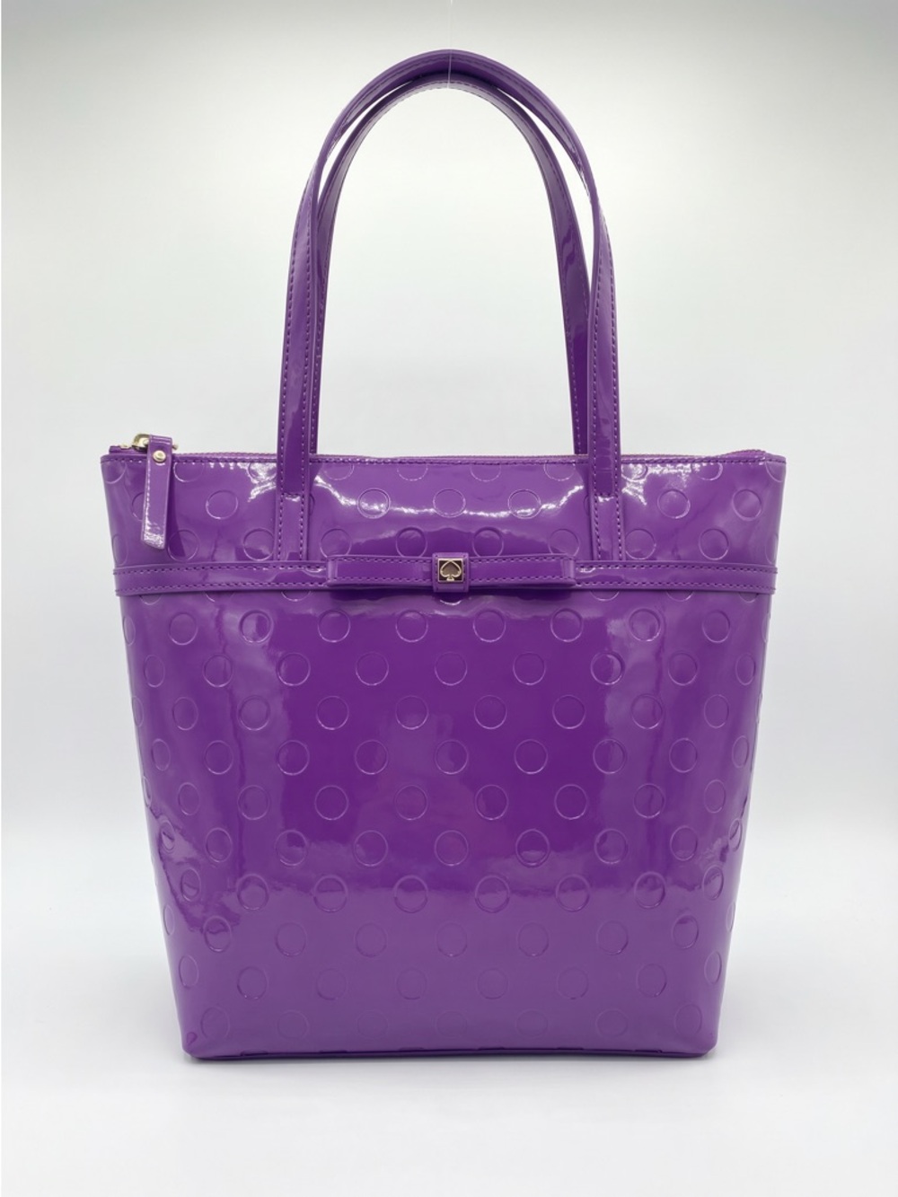 Kate Spade Purple Patent Leather Polka Dot Tote | Bow Detail